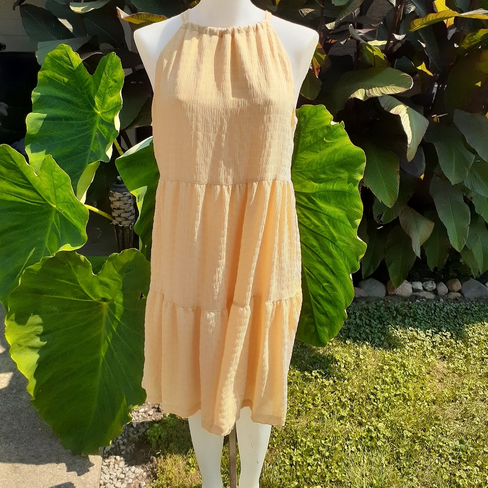 A New Day 3 tier light yellow dress